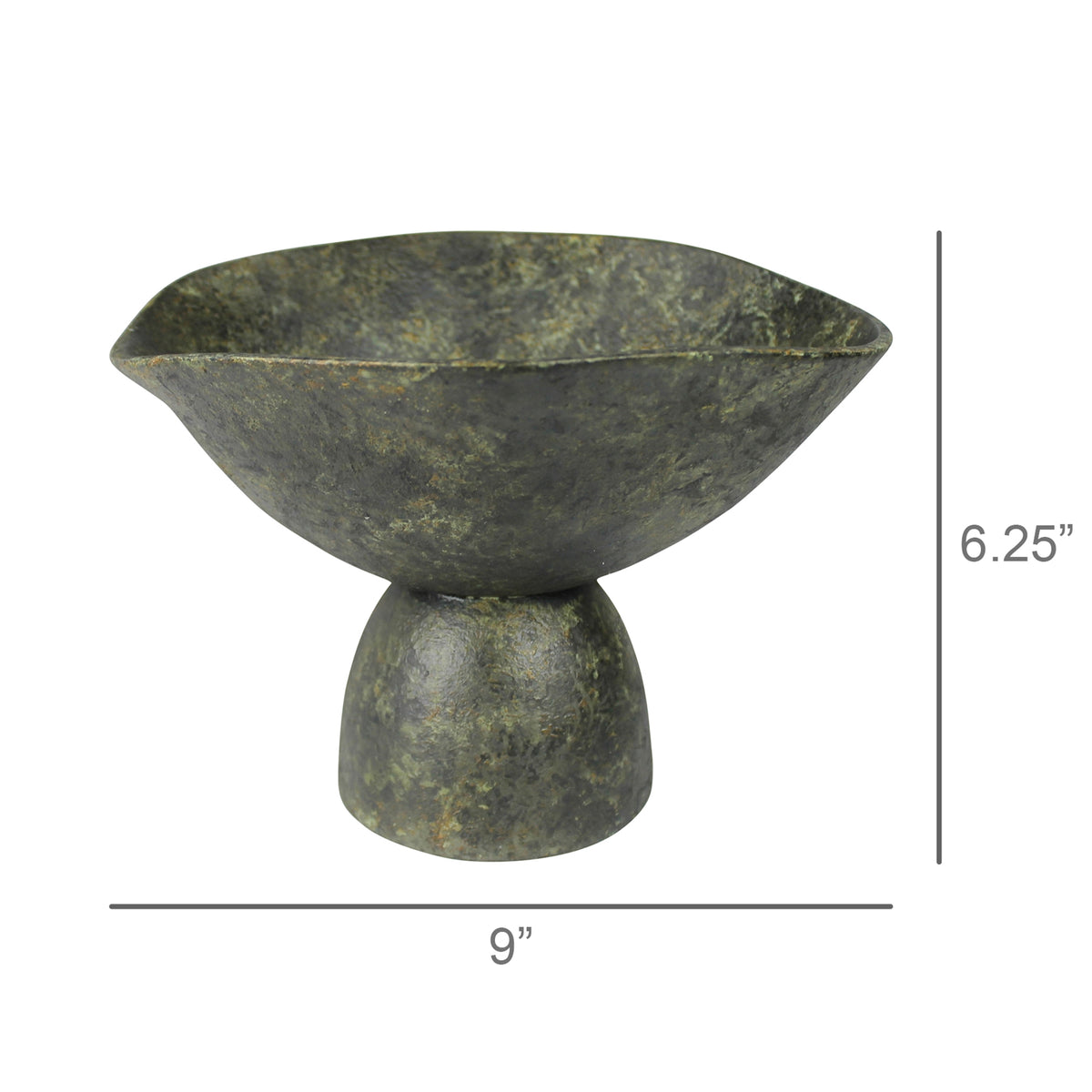 Bastia Organic Bowl on Base, Green Patina