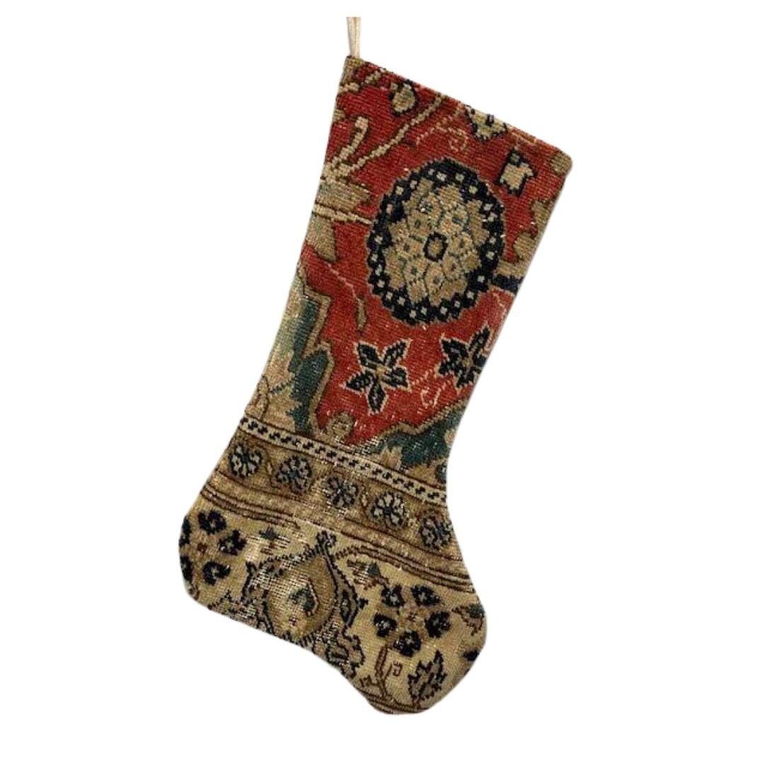 Christmas Stocking Made from Vintage Turkish Rugs - Signastyle Boutique