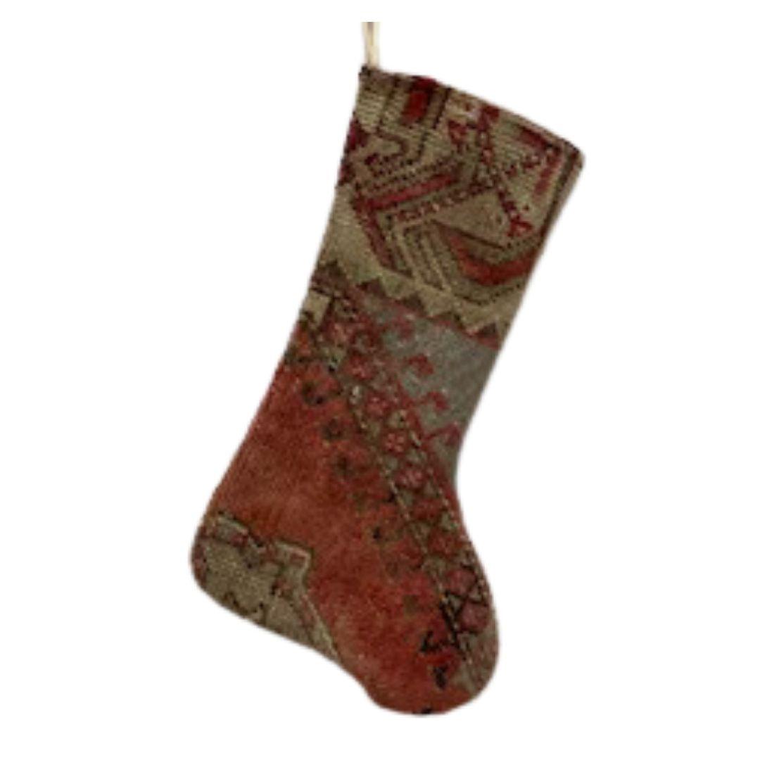 Christmas Stocking Made from Vintage Turkish Rugs - Signastyle Boutique