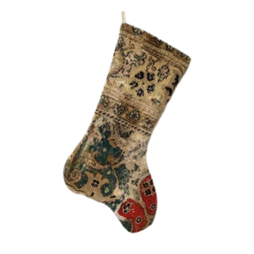 Christmas Stocking Made from Vintage Turkish Rugs - Signastyle Boutique