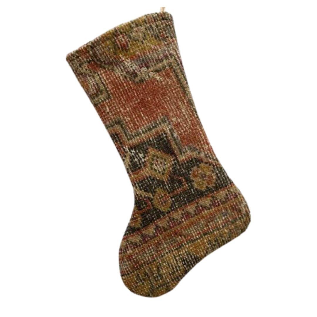 Christmas Stocking Made from Vintage Turkish Rugs - Signastyle Boutique