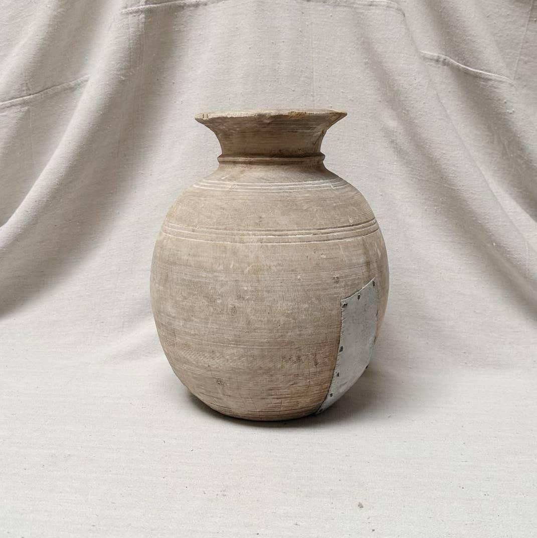 Antique Neutral Wooden Vase: Small - Signastyle Boutique