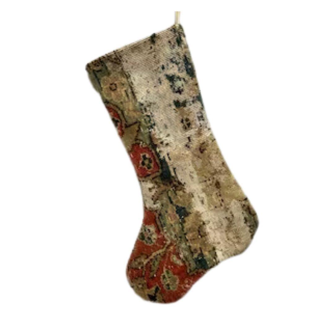 Christmas Stocking Made from Vintage Turkish Rugs - Signastyle Boutique