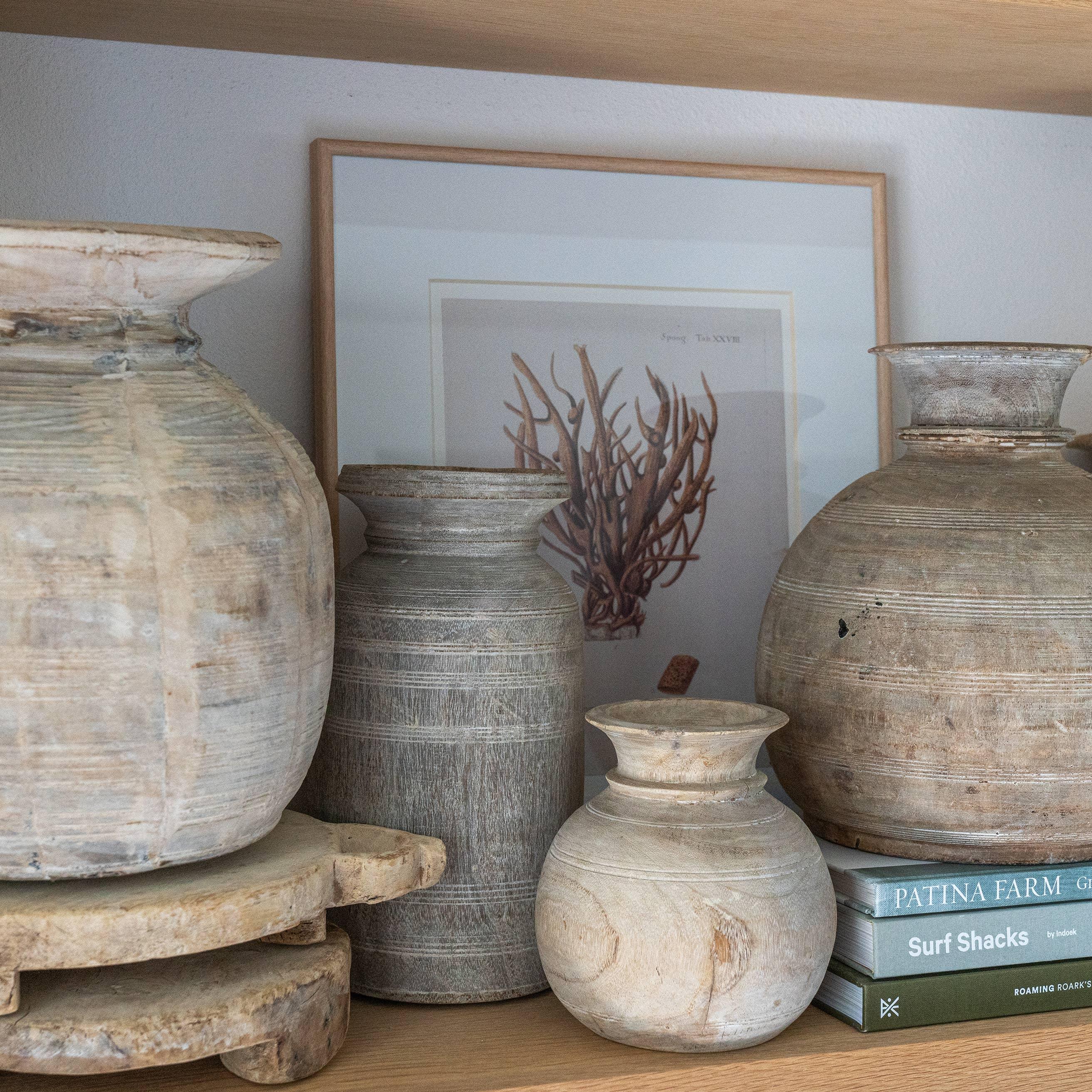 Antique Neutral Wooden Vase: Small - Signastyle Boutique