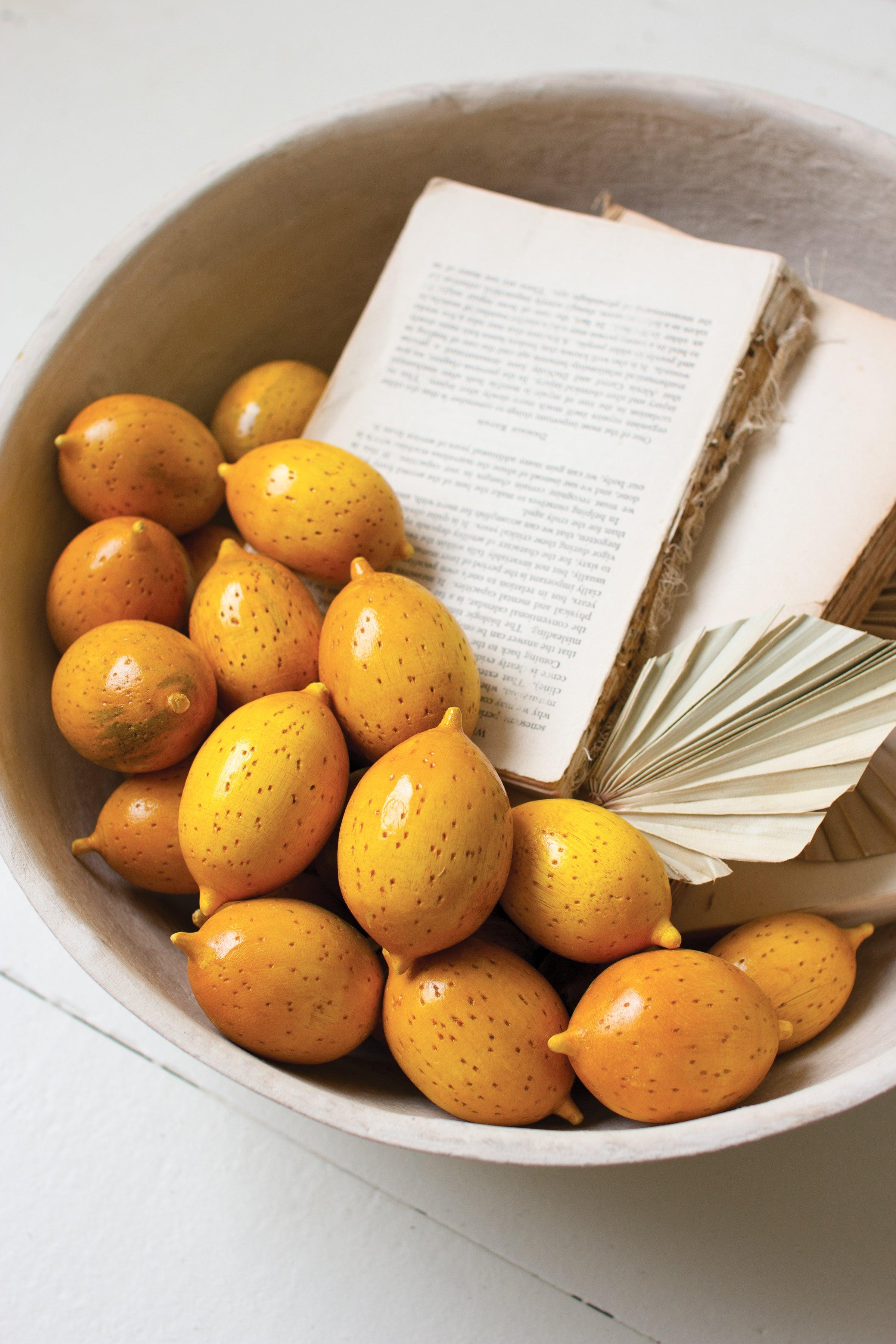 One Dozen Hand Carved Wooden Lemons (Min 2) (Case Pack)