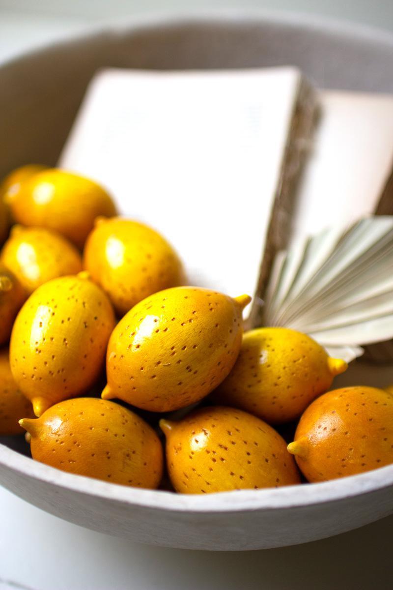 One Dozen Hand Carved Wooden Lemons