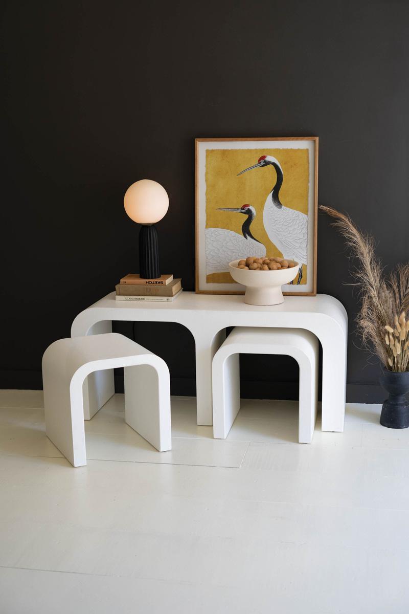 White Wood Rectangle Coffee Table W Nesting Accent Tables