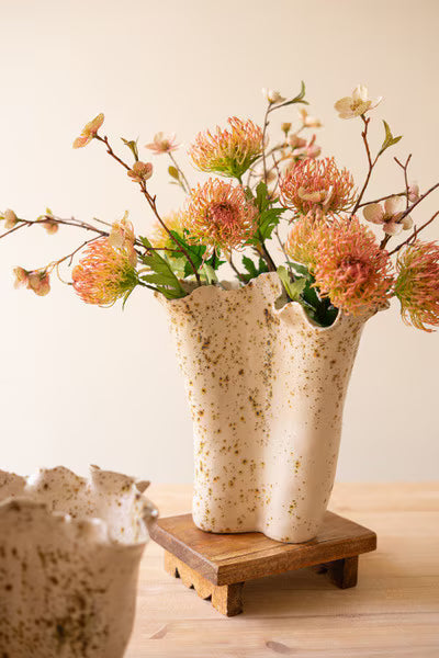 Set Of Two Ceramic Rustic Edge Vases