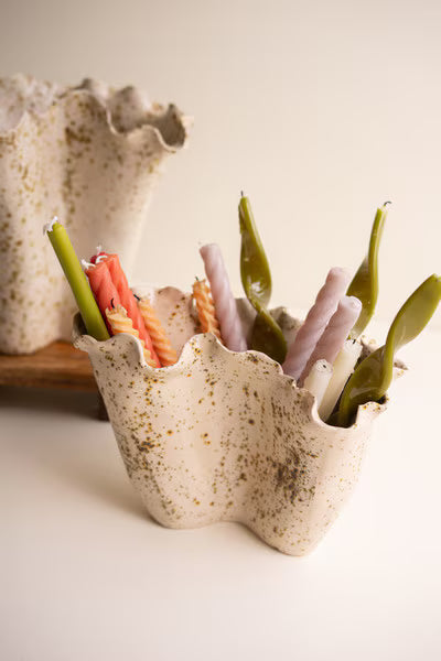 Set Of Two Ceramic Rustic Edge Vases