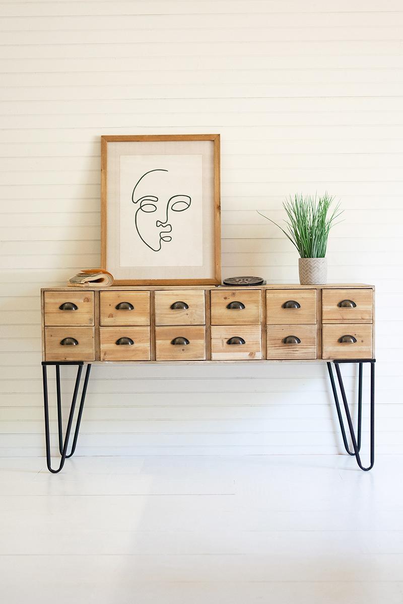 Chest Of 12 Wooden Drawers With Iron Legs