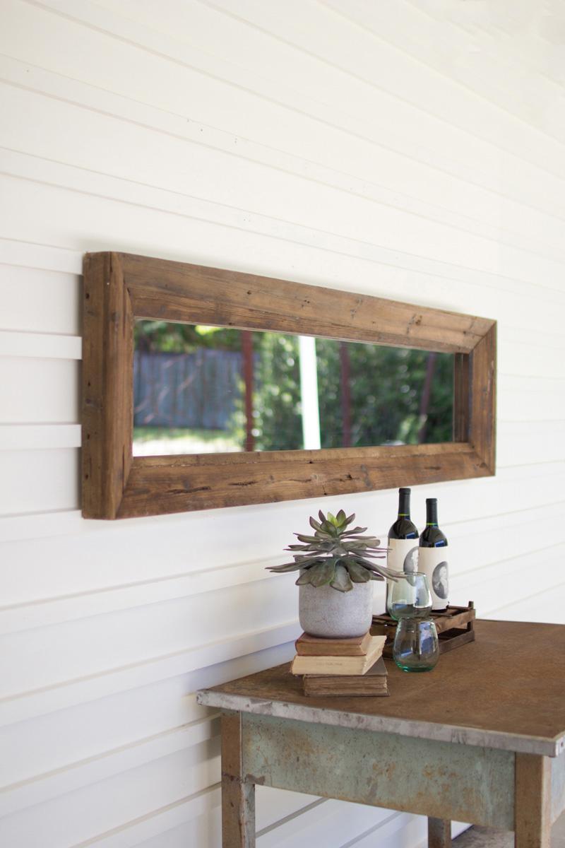 Long Rectangle Mirror With Recycled Wood Frame