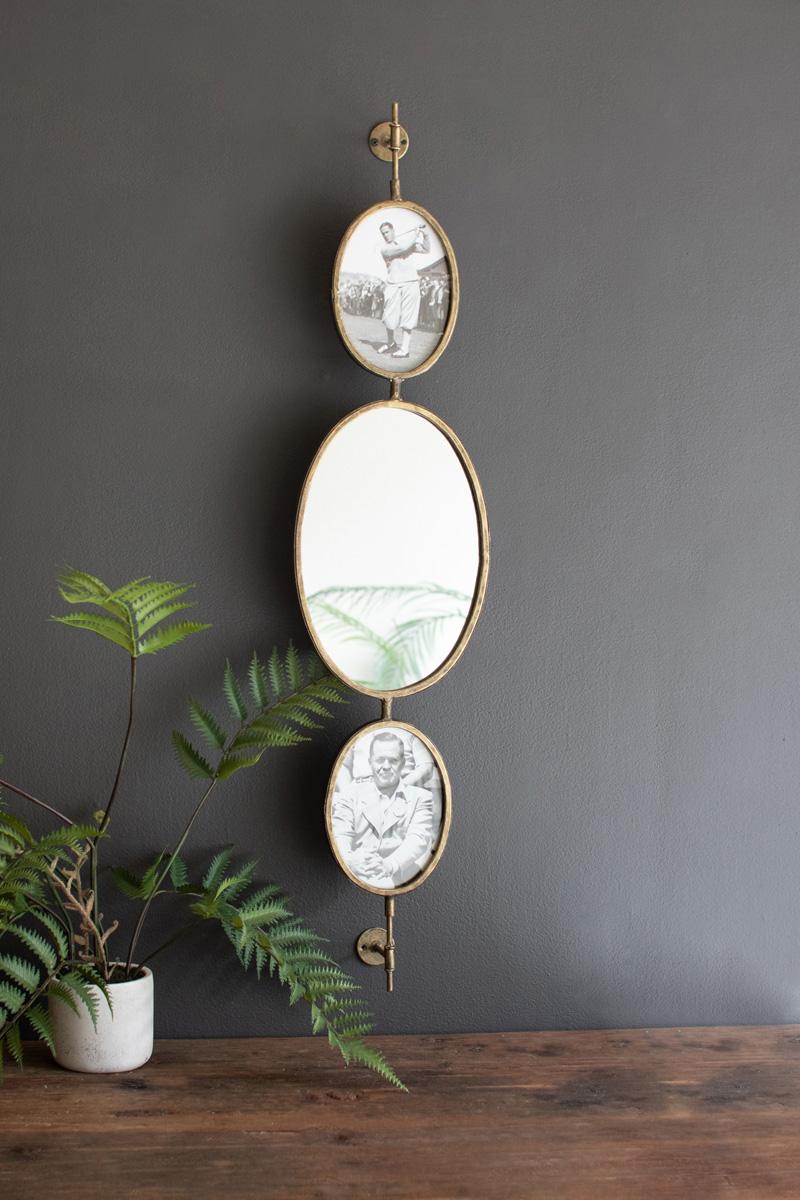 Antique Gold Rotating Wall Mirror And Photo Frames