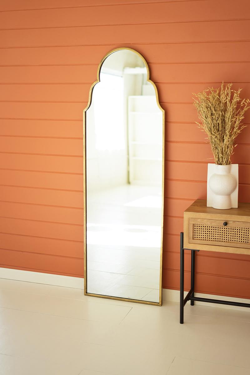 Large Arched Mirror With Brass Frame