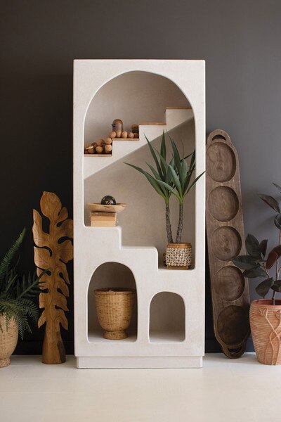 Textured Arched Shelving Unit With Stairs
