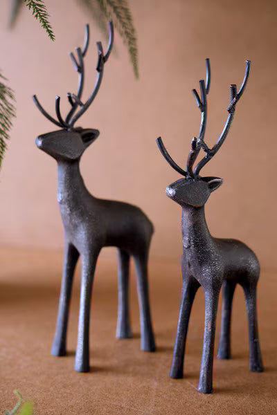 Set Of Two Cast Iron Reindeer
