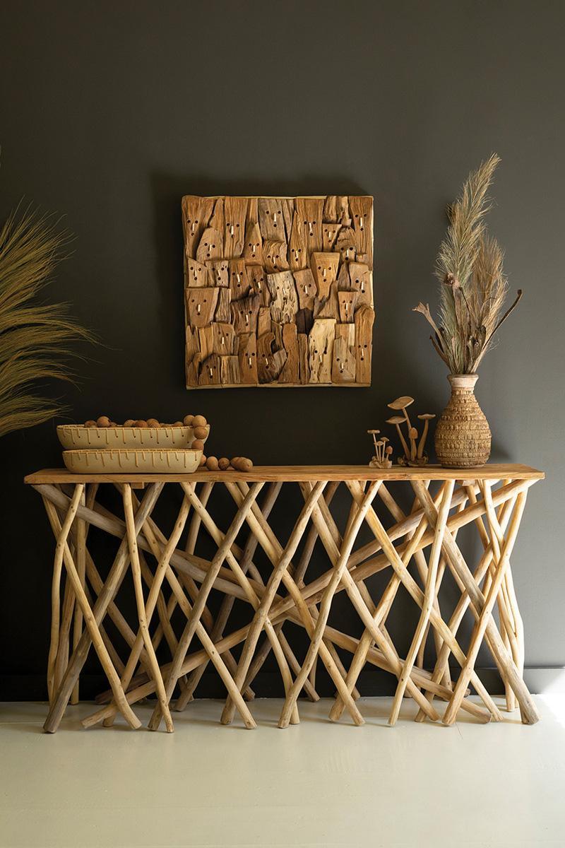 Repurposed Teak Wood Branches Console Table