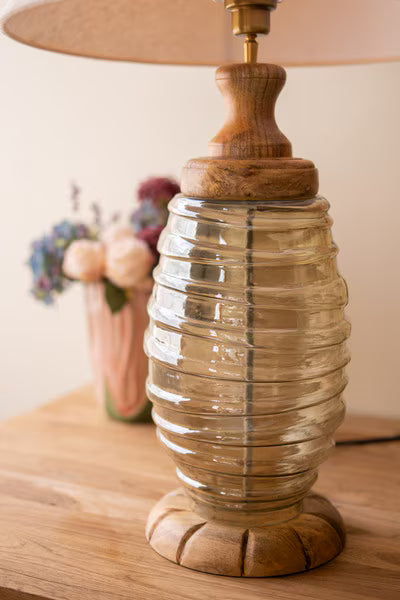 Glass And Wood Table Lamp Base