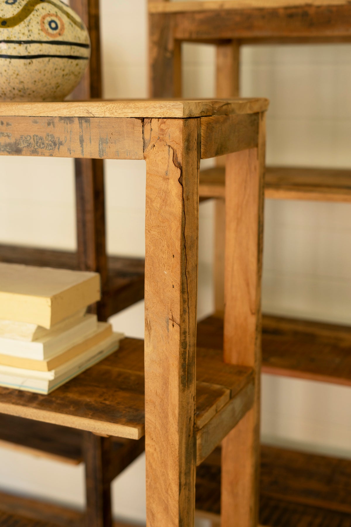 Set Of Three Recycled Wood Shelving Units