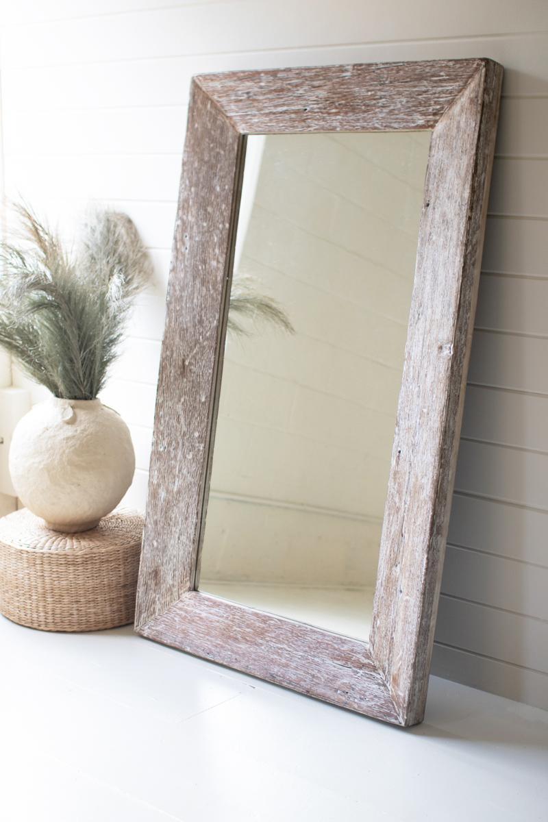 Whitewashed Wood Framed Mirror