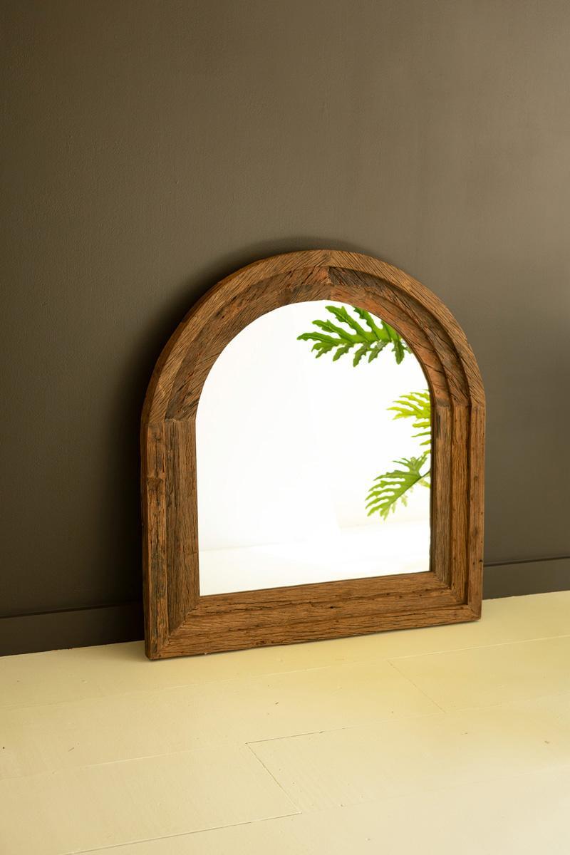Arched Top Recycled Wood Framed Wall Mirror