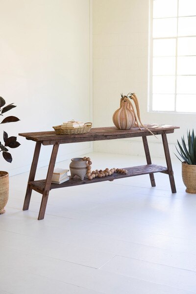 Reclaimed Wood Console With Lower Shelf