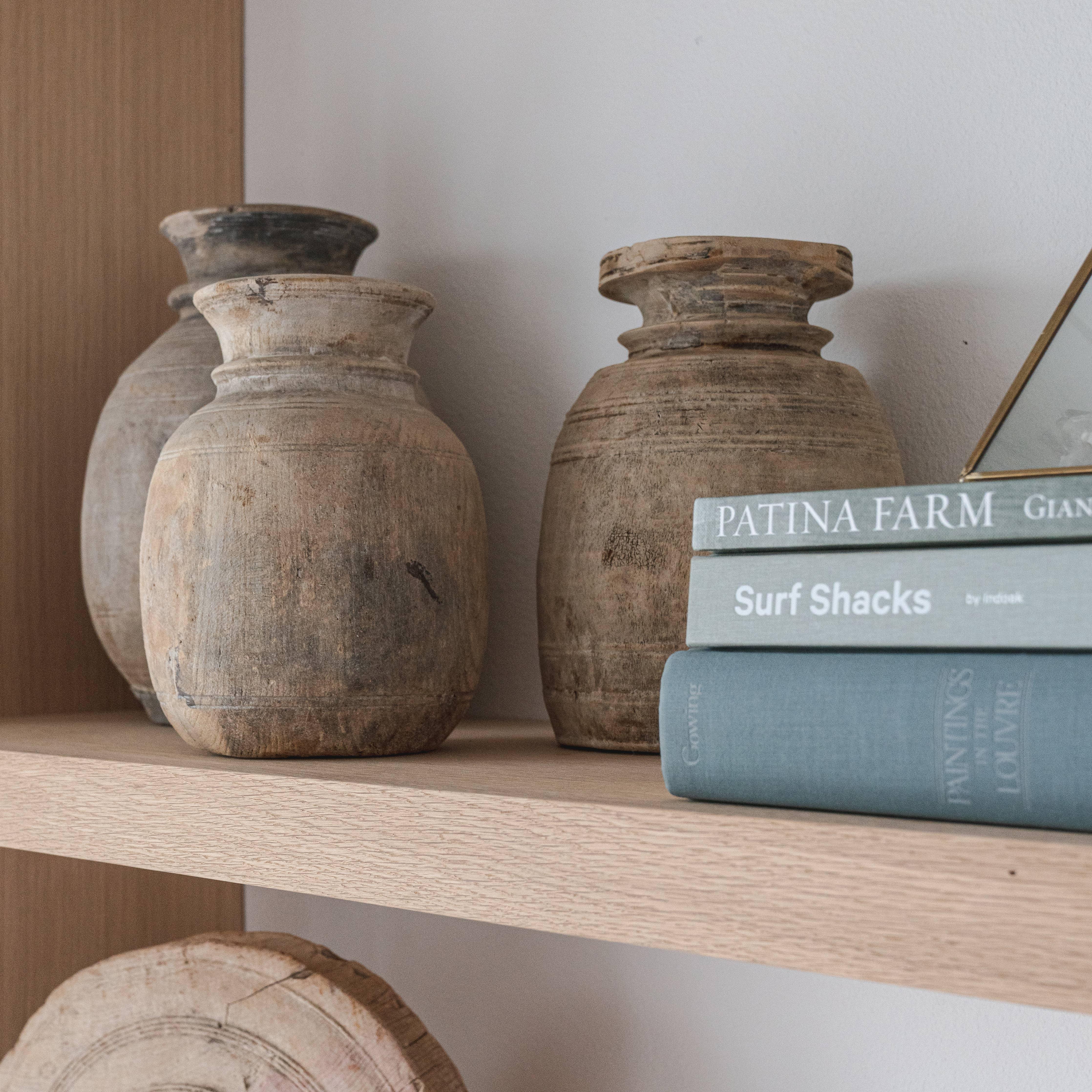 Antique Neutral Wooden Vase: Small - Signastyle Boutique