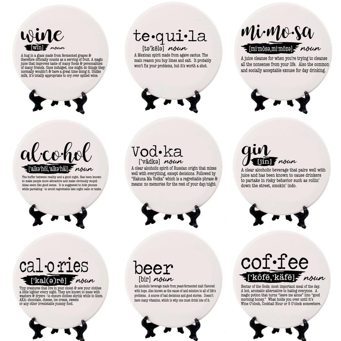 Funny Dictionary Definition Ceramic + Cork Coasters, Barware - Signastyle Boutique