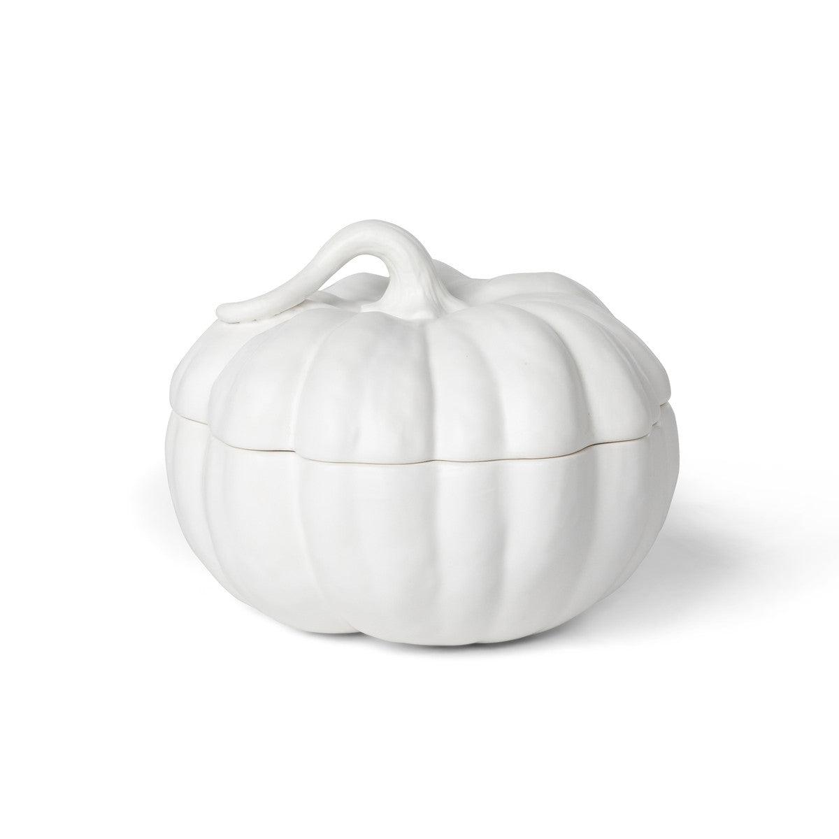Matte White Lidded Ceramic Pumpkin Bowl Medium - Signastyle Boutique