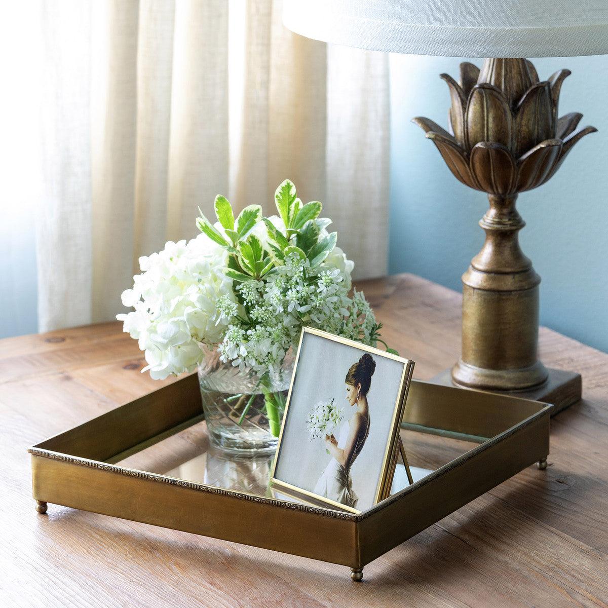 Brass and Glass Escritoire Square Tray - Signastyle Boutique