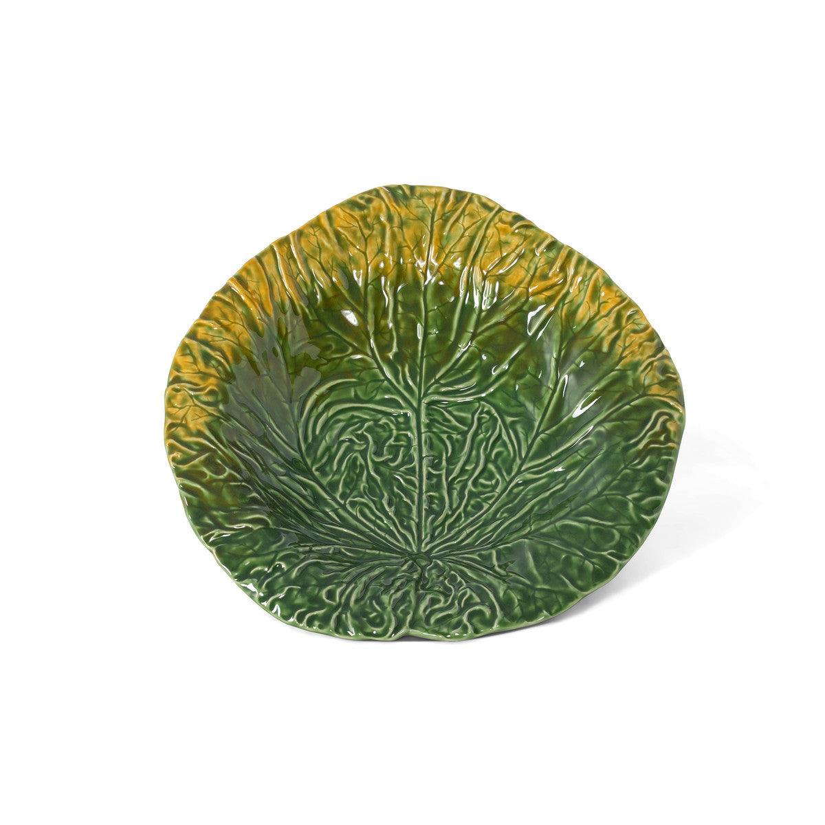 Green Cabbage Leaf Ceramic Charger, 14" Dia. - Signastyle Boutique