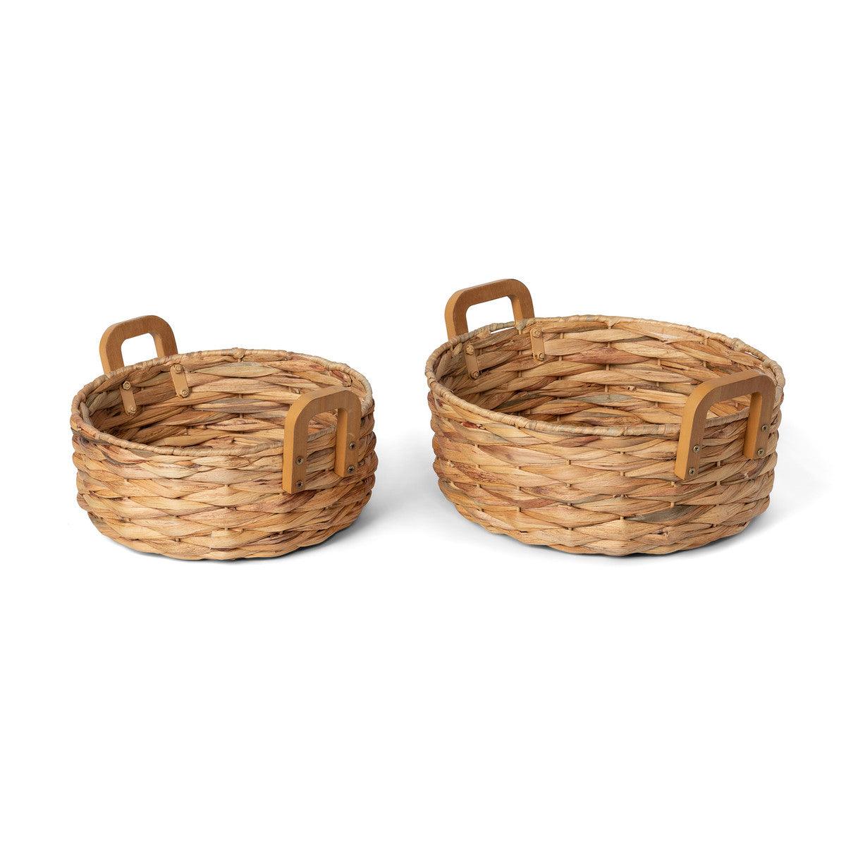 Woven Water Hyacinth Round Serving Basket - Signastyle Boutique
