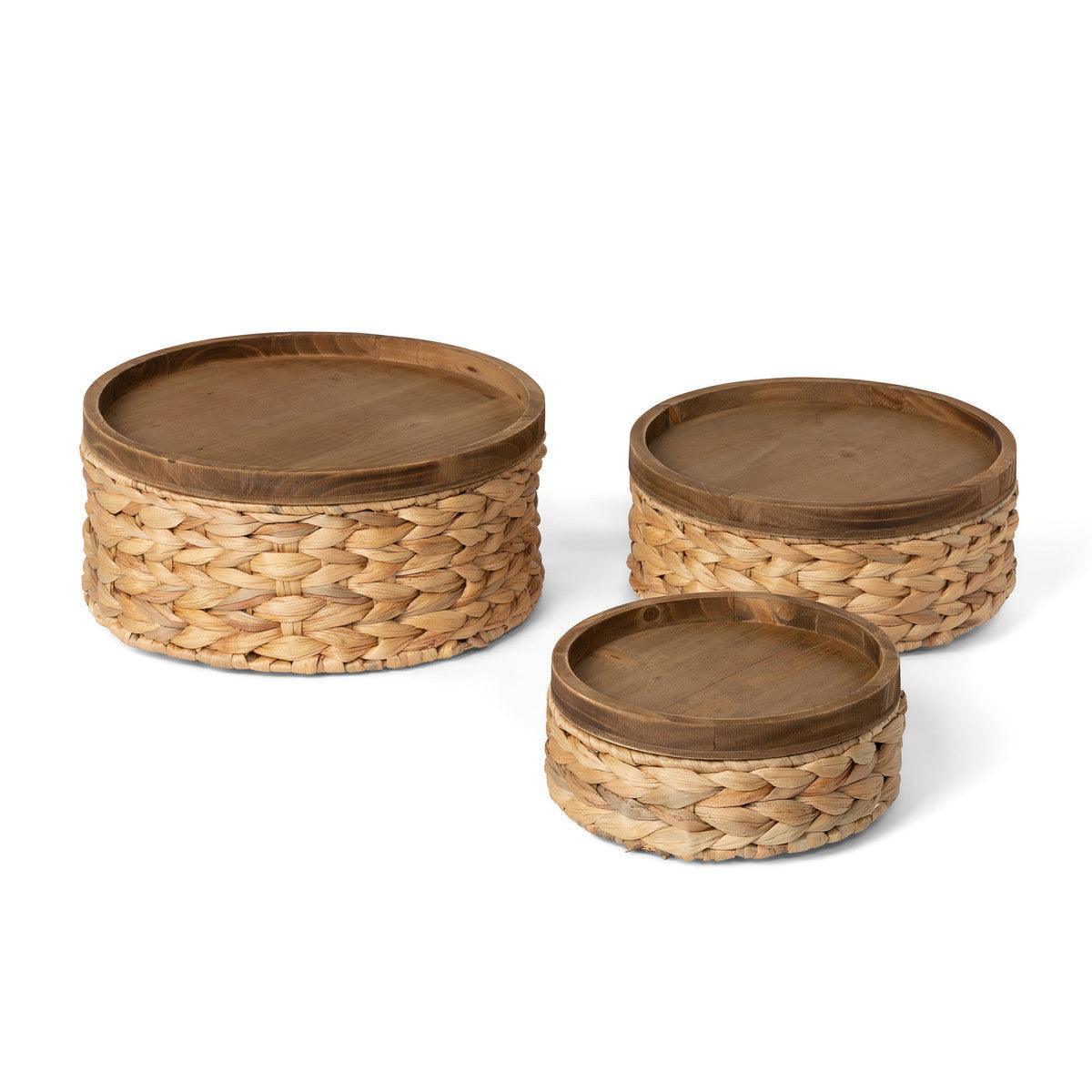 Woven Water Hyacinth Round Storage Basket, Set of 3 - Signastyle Boutique