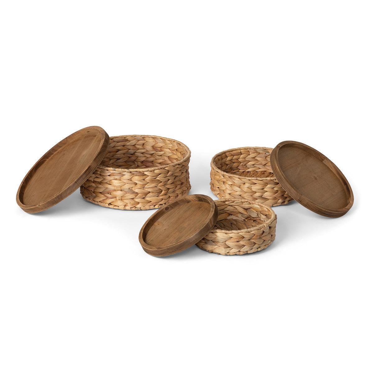 Woven Water Hyacinth Round Storage Basket, Set of 3 - Signastyle Boutique