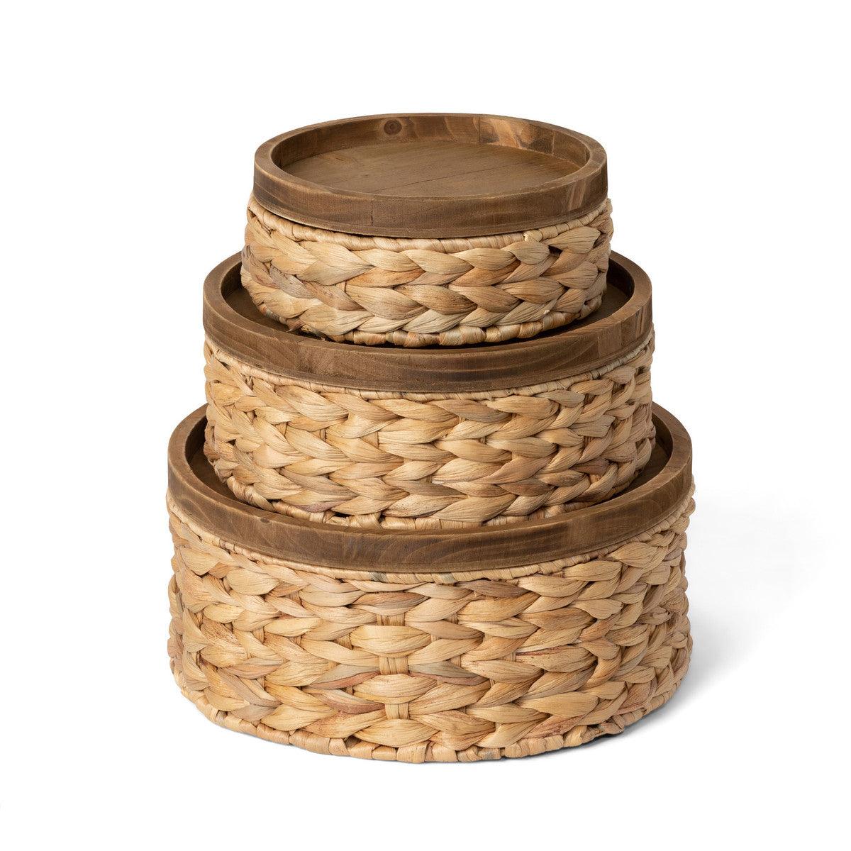 Woven Water Hyacinth Round Storage Basket, Set of 3 - Signastyle Boutique