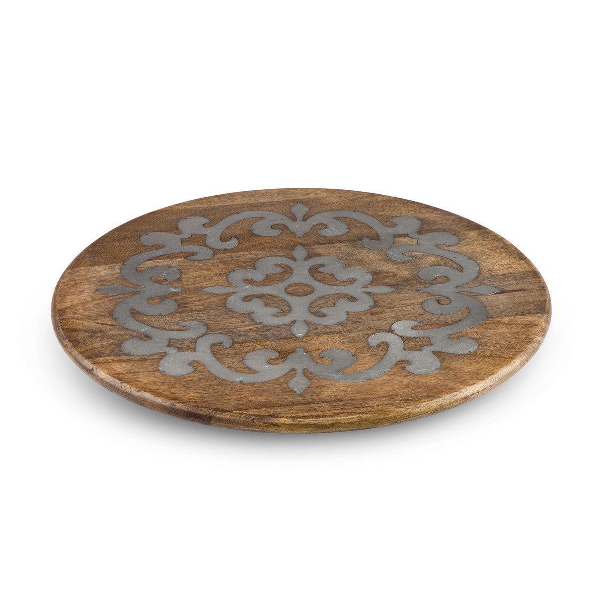 Heritage Inlay Wood Lazy Susan, 18" - Signastyle Boutique
