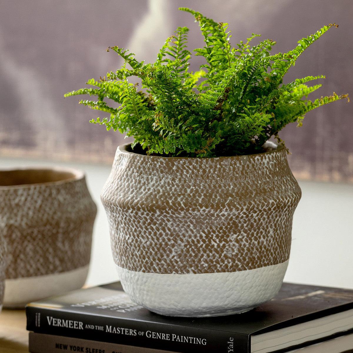 Woven Pattern Cement Pot, Large - Signastyle Boutique