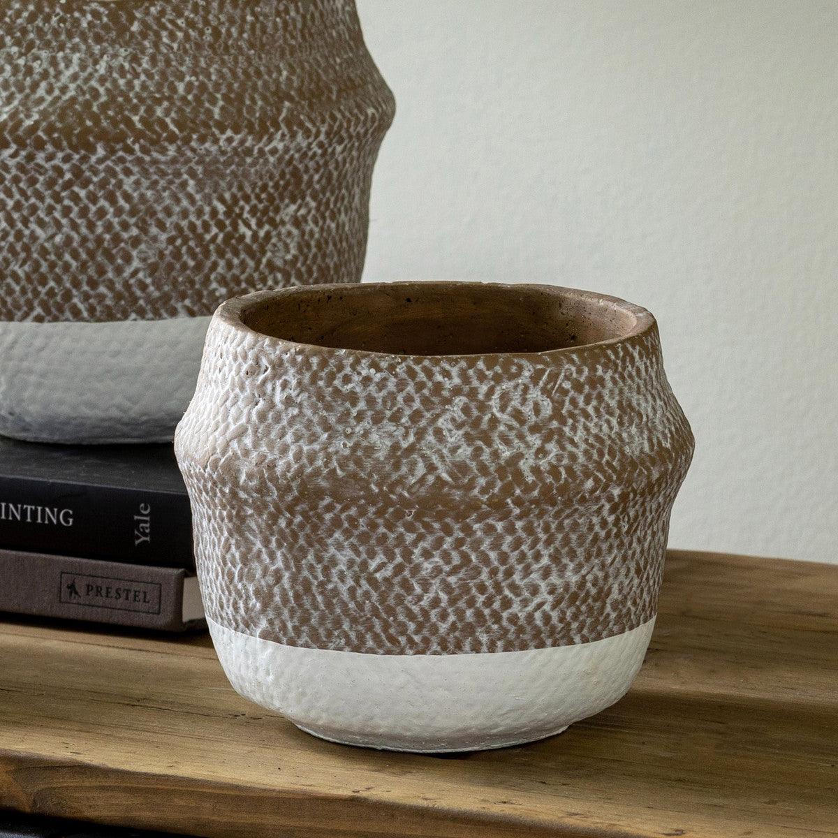 Woven Pattern Cement Pot, Medium - Signastyle Boutique