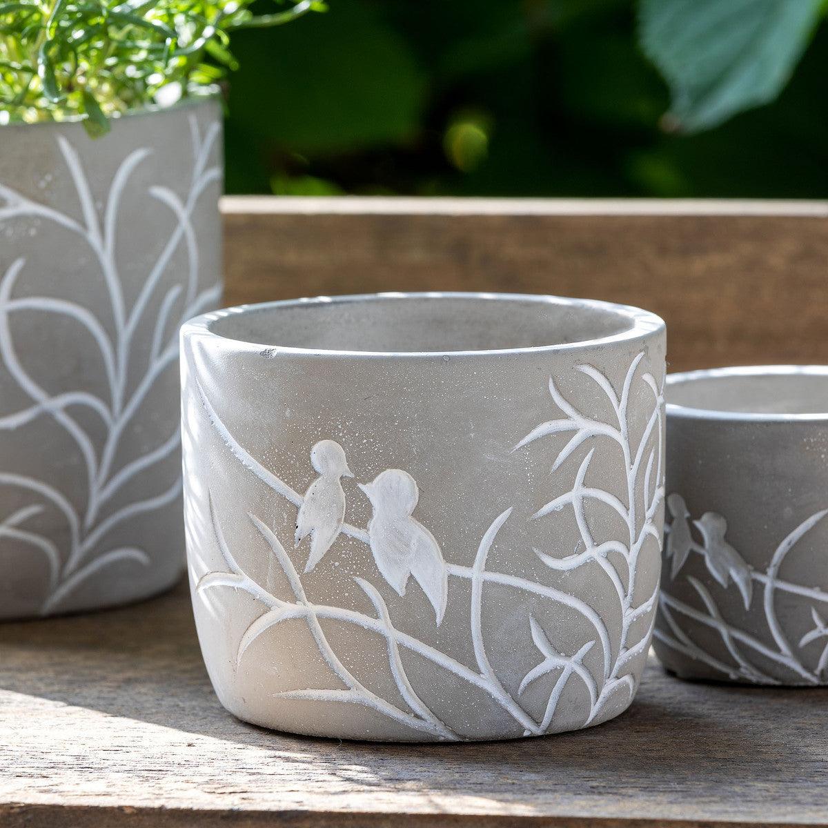 Lovebirds Silouette Cement Pot, Medium - Signastyle Boutique