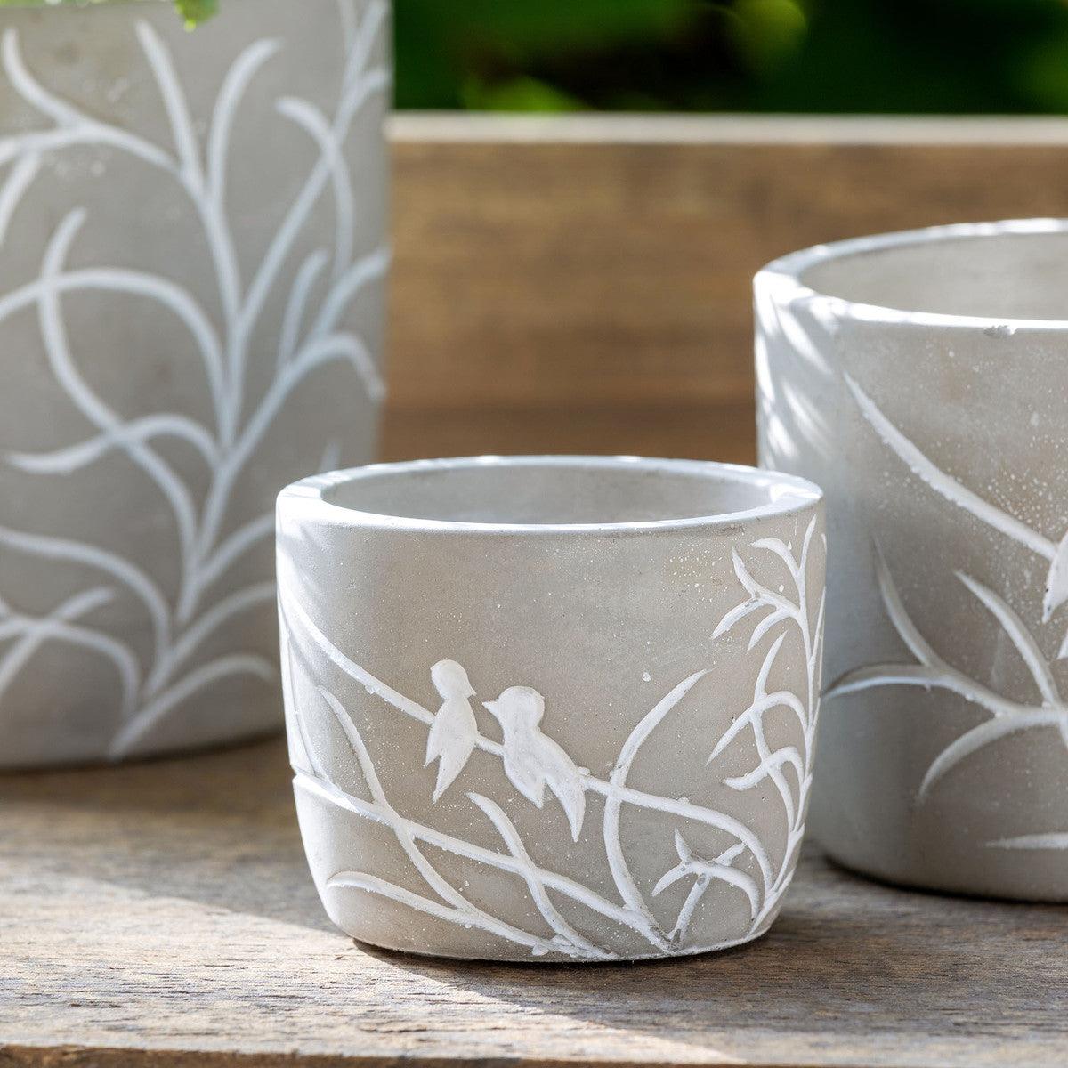 Lovebirds Silouette Cement Pot, Small - Signastyle Boutique