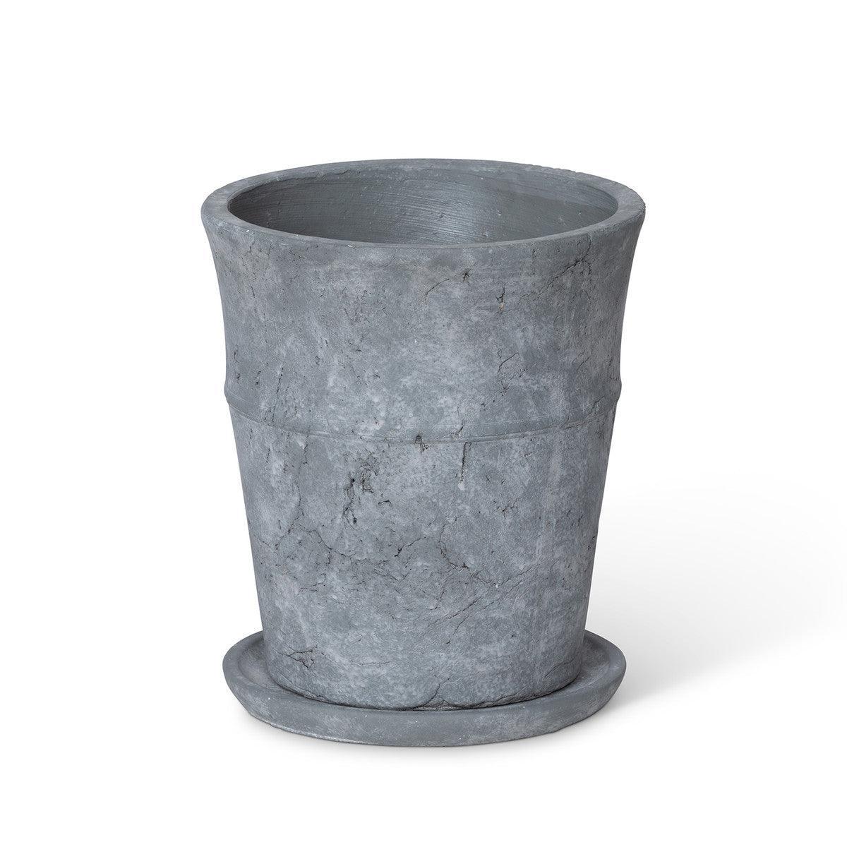 Meyer Cement Garden Pot w/ Tray, 8.5" - Signastyle Boutique