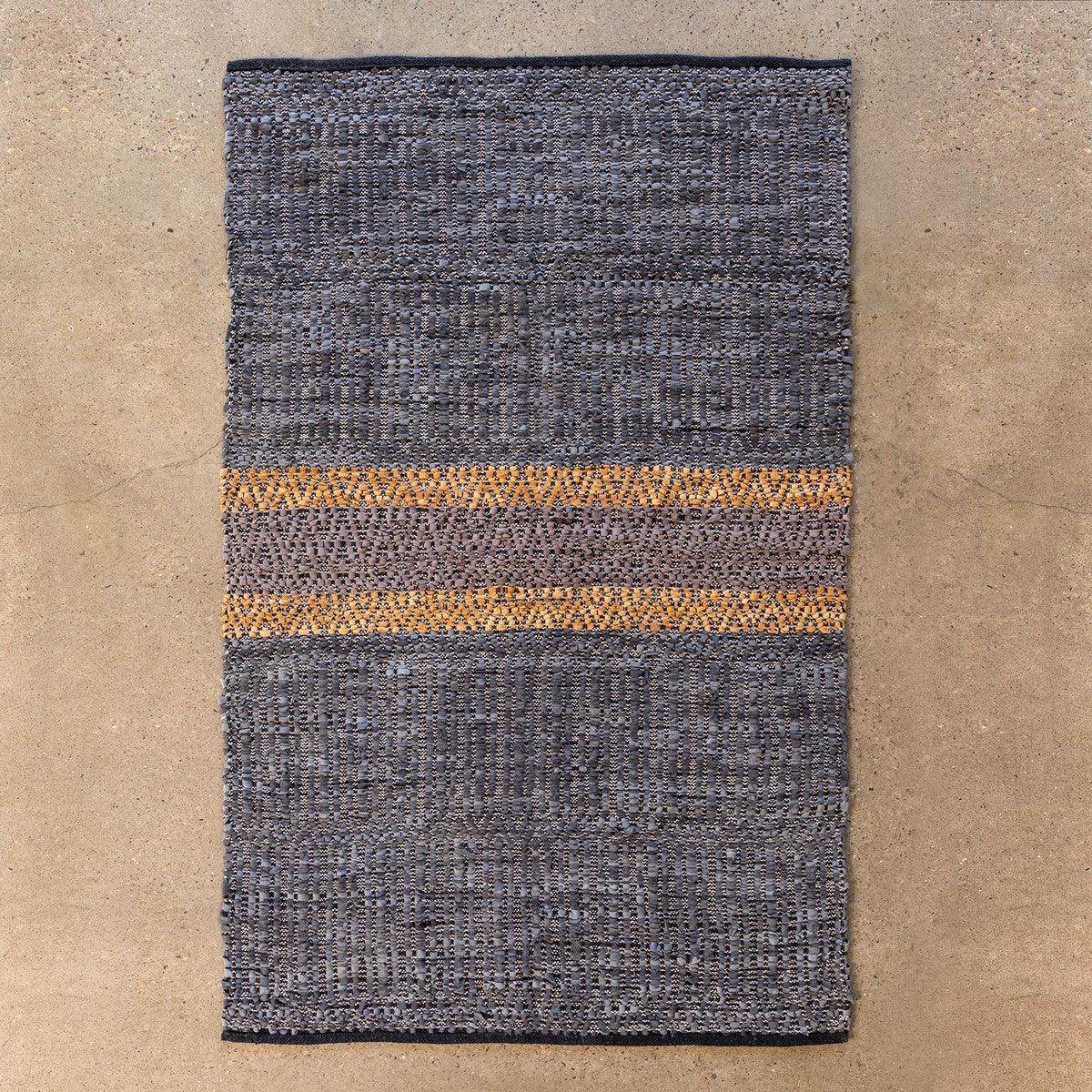 Woven Leather Stripe Rug - Signastyle Boutique