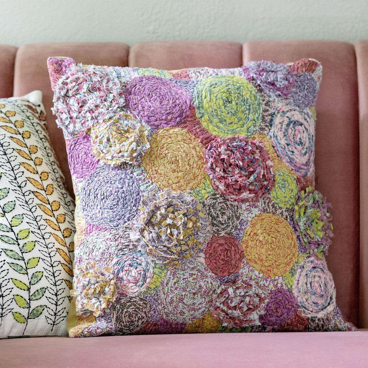 Handstitched Flower Burst Pattern Pillow - Signastyle Boutique