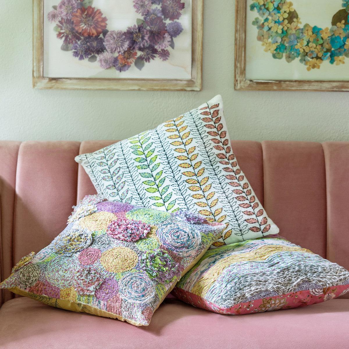 Handstitched Flower Burst Pattern Pillow - Signastyle Boutique