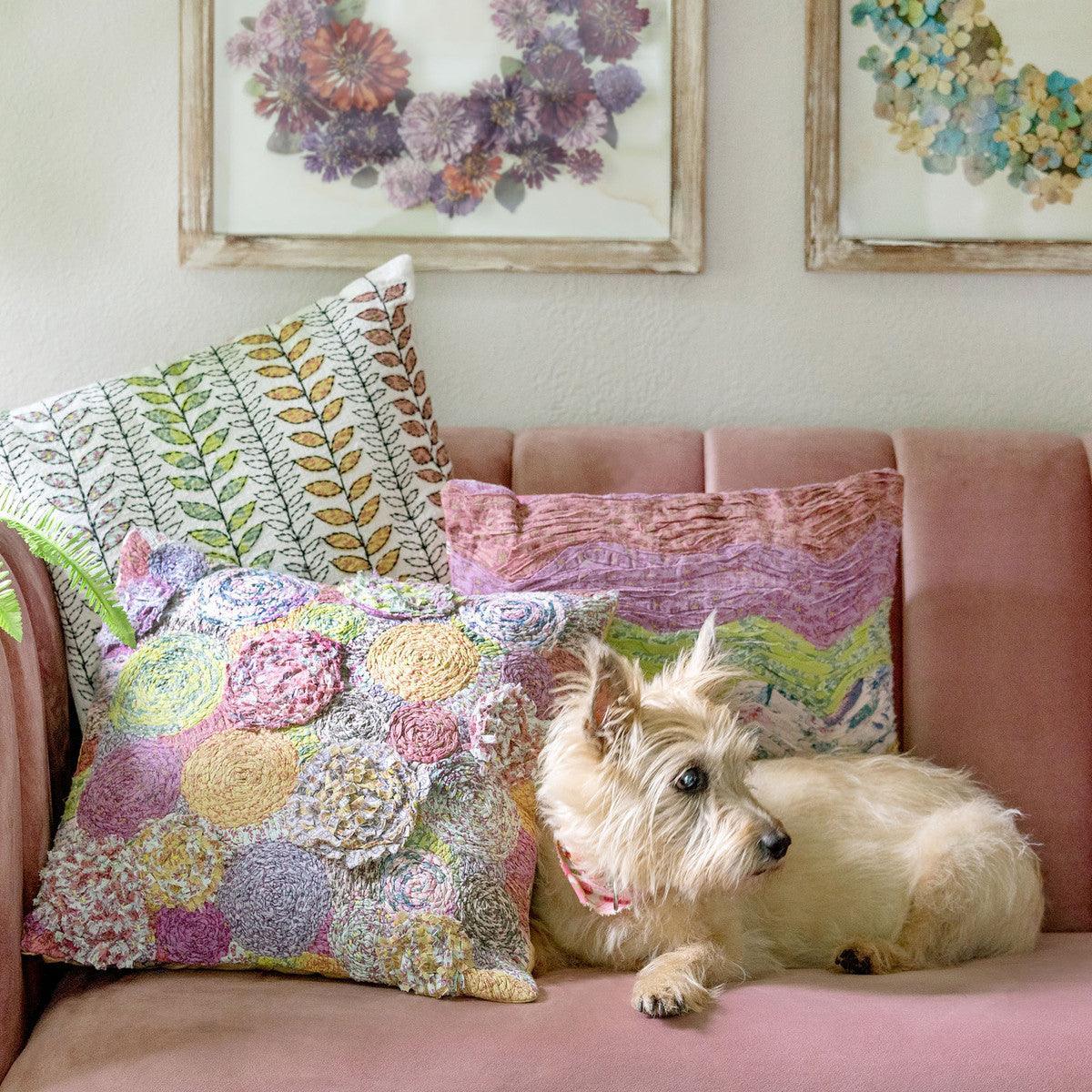 Handstitched Flower Burst Pattern Pillow - Signastyle Boutique