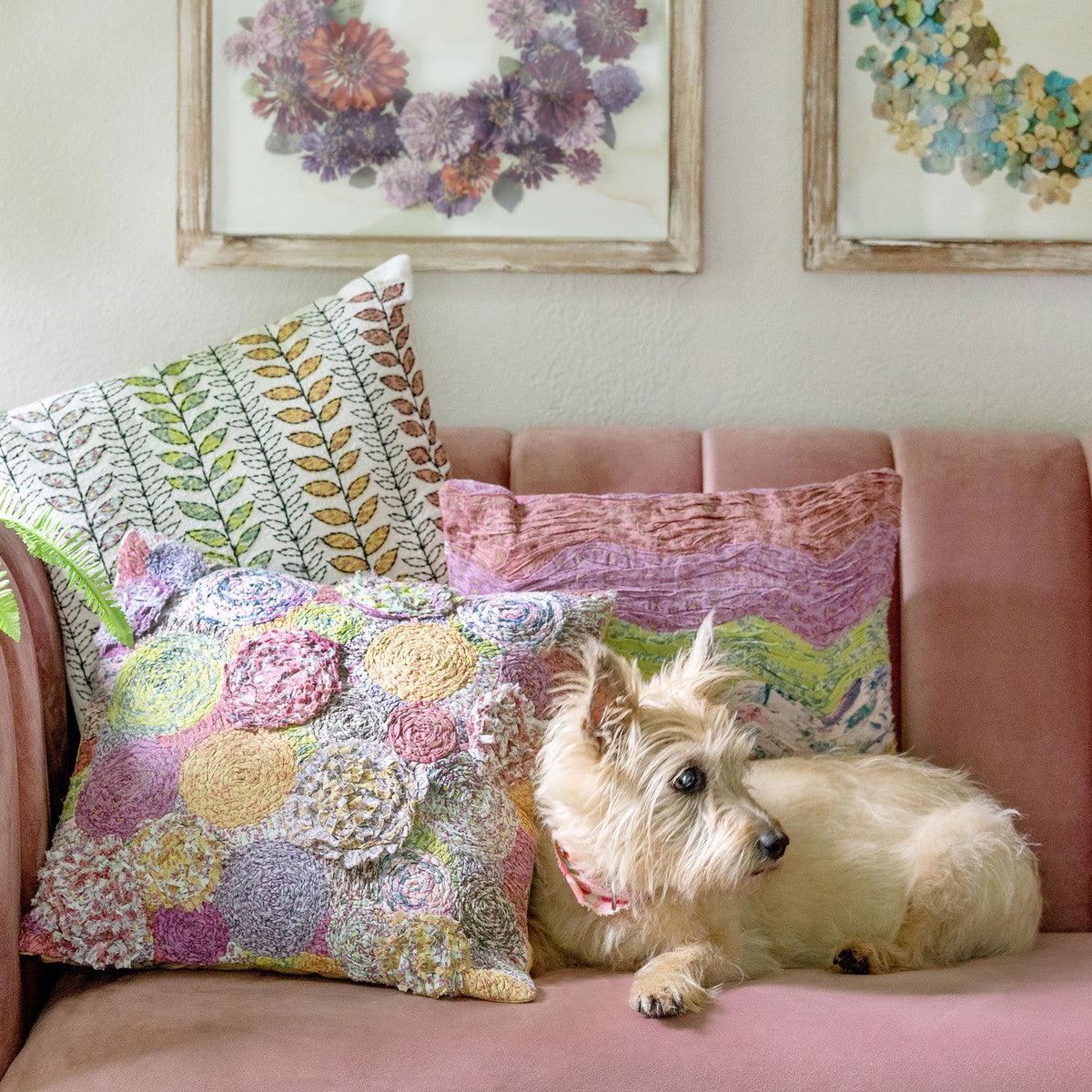 Handstitched Wave Pattern Pillow - Signastyle Boutique