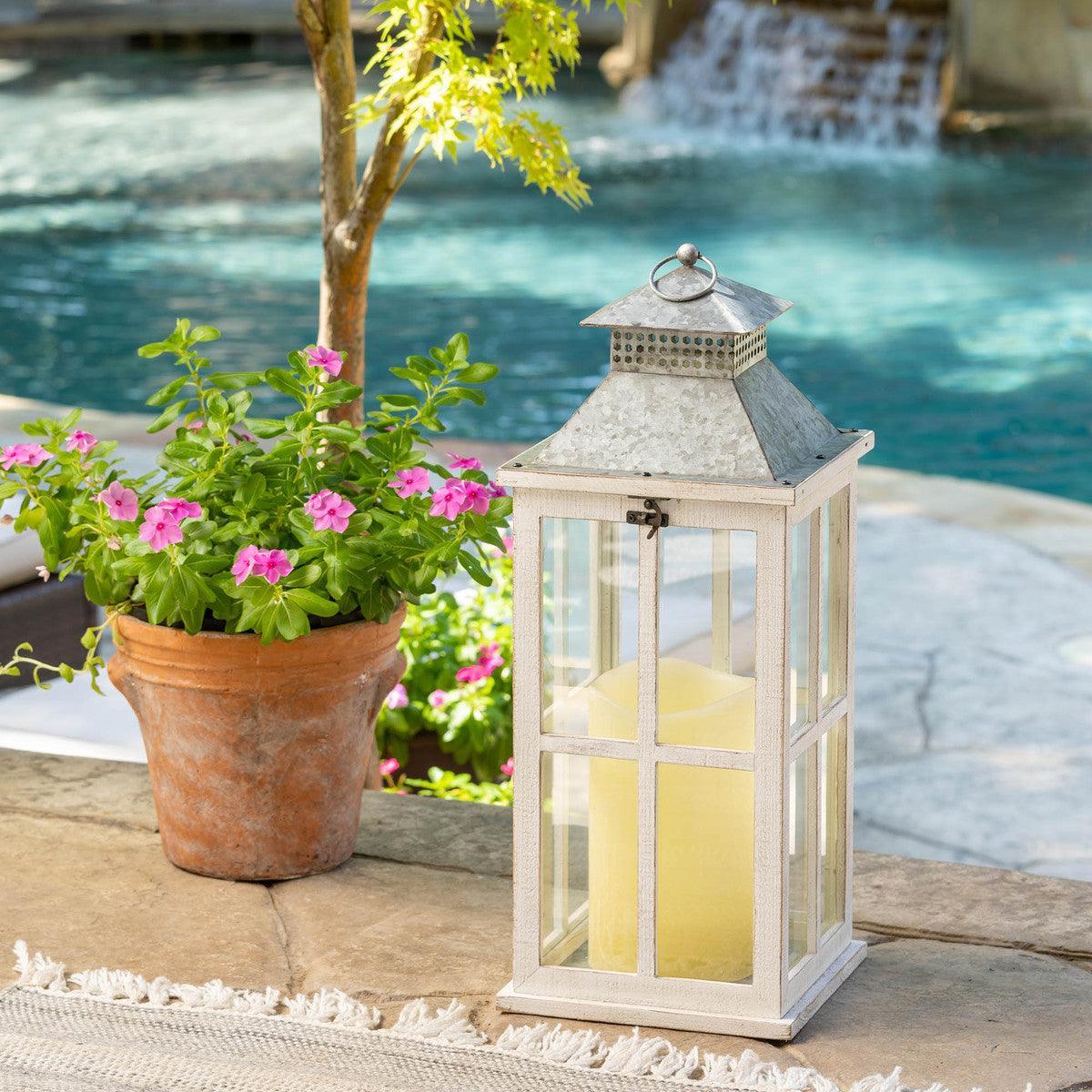 Coastal Whitewash Lantern, Medium - Signastyle Boutique