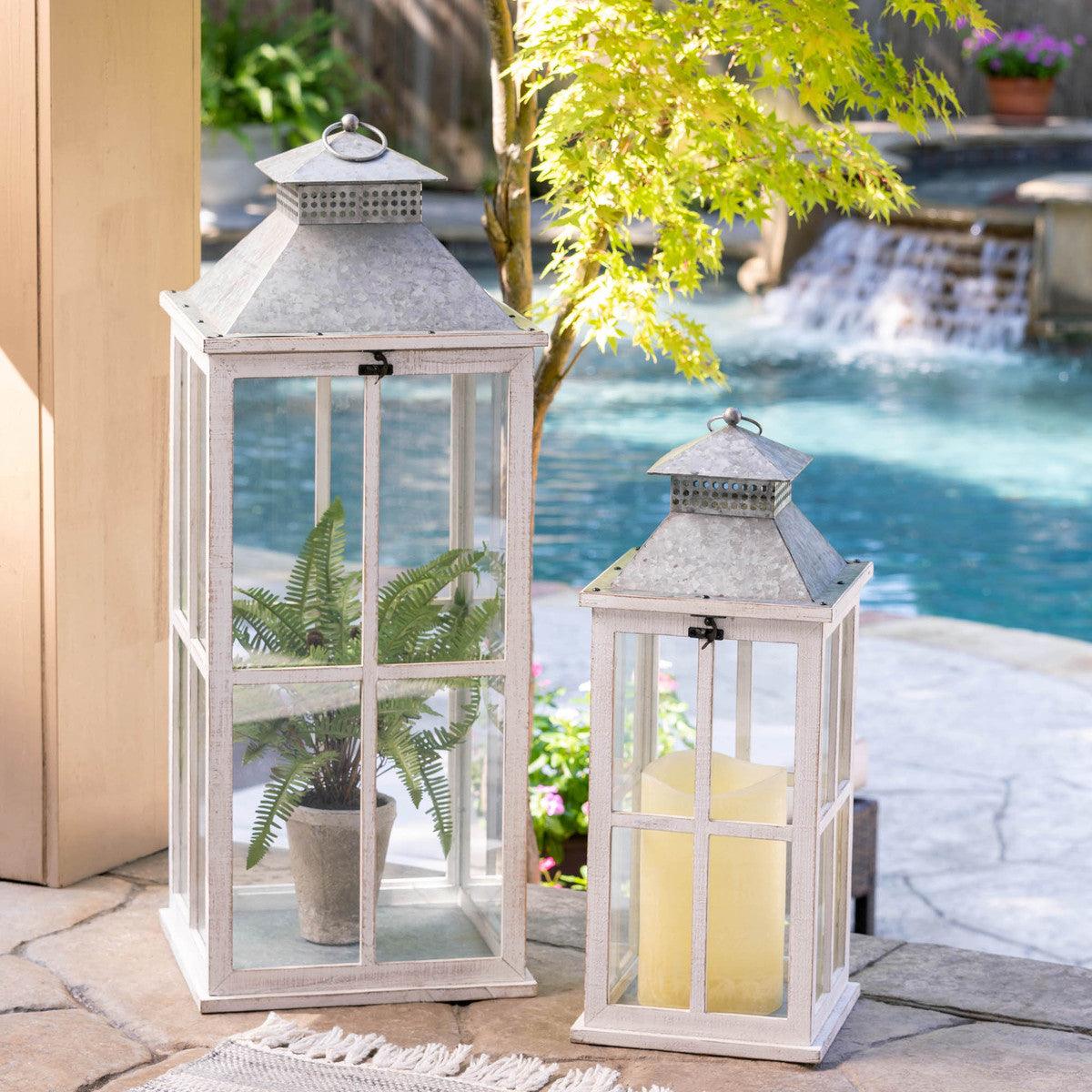Coastal Whitewash Lantern, Medium - Signastyle Boutique