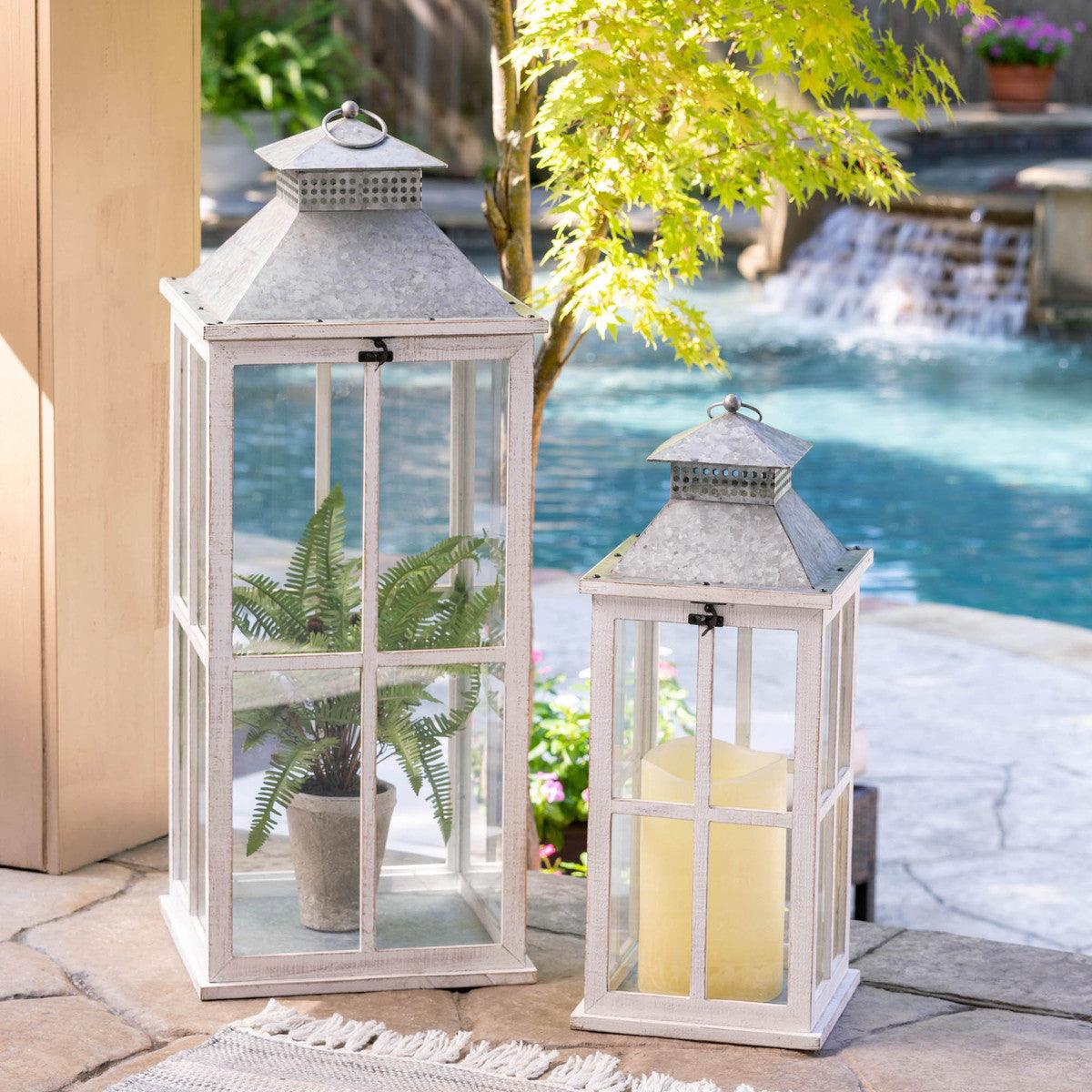 Coastal Whitewash Lantern, Large - Signastyle Boutique