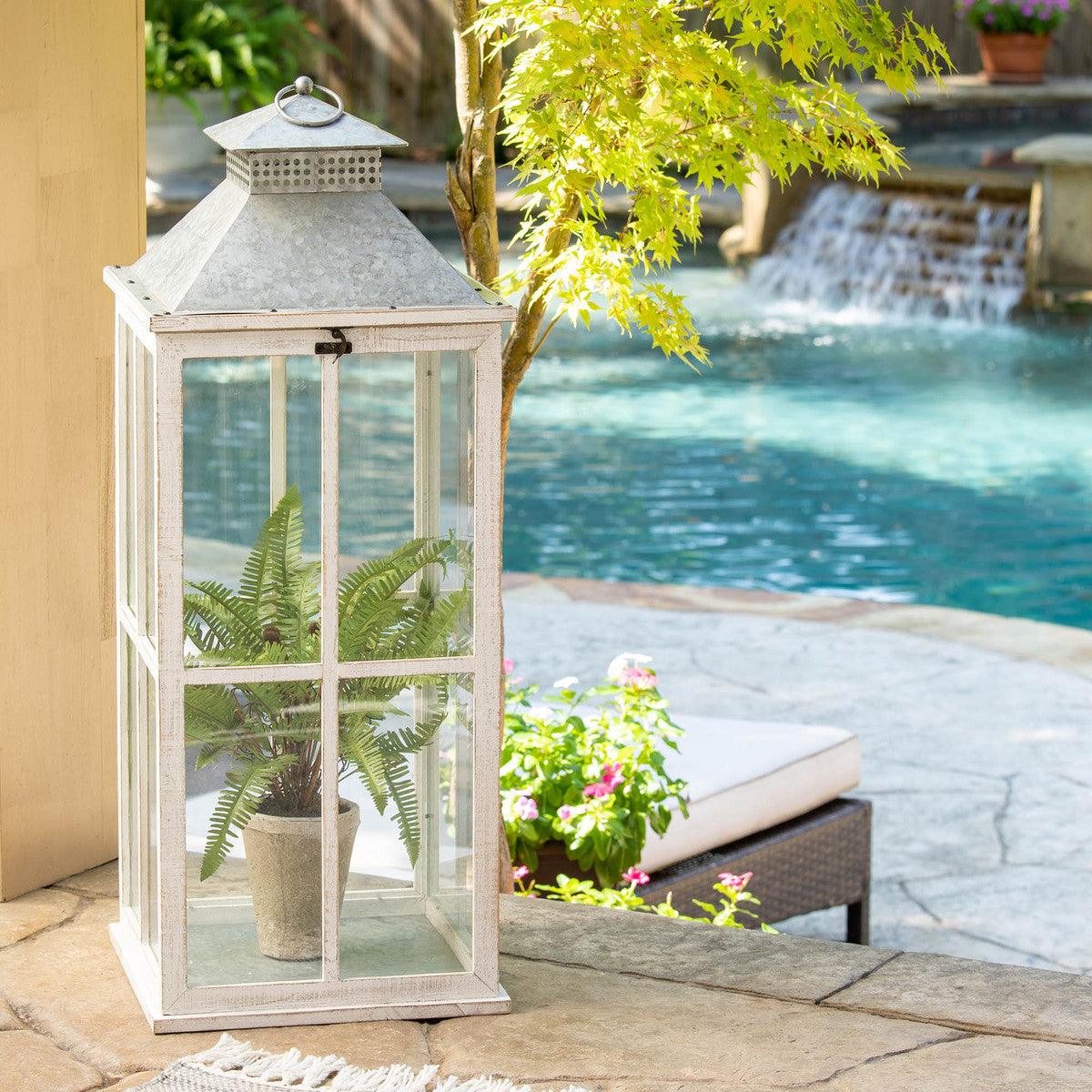 Coastal Whitewash Lantern, Large - Signastyle Boutique