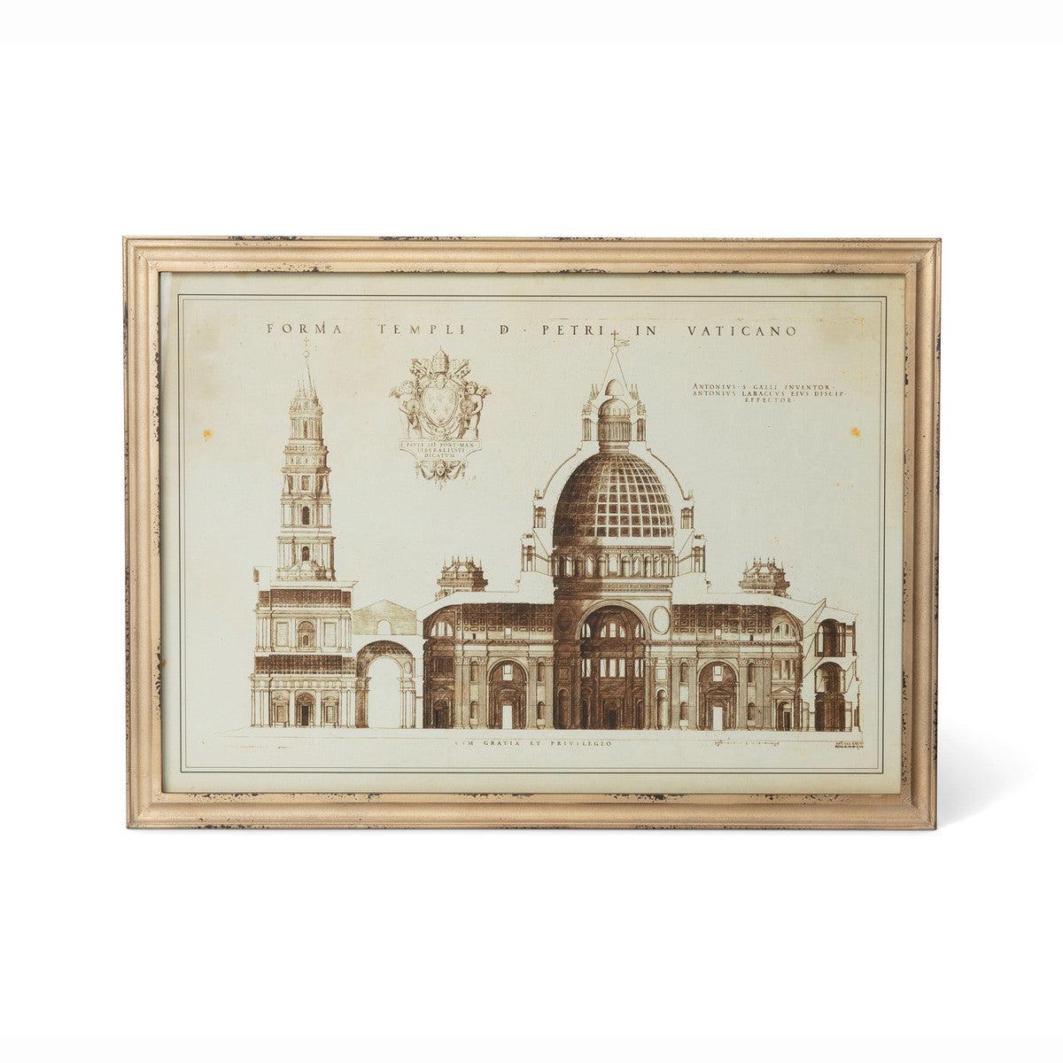 Vaticano Architectural Drawing Framed Print - Signastyle Boutique